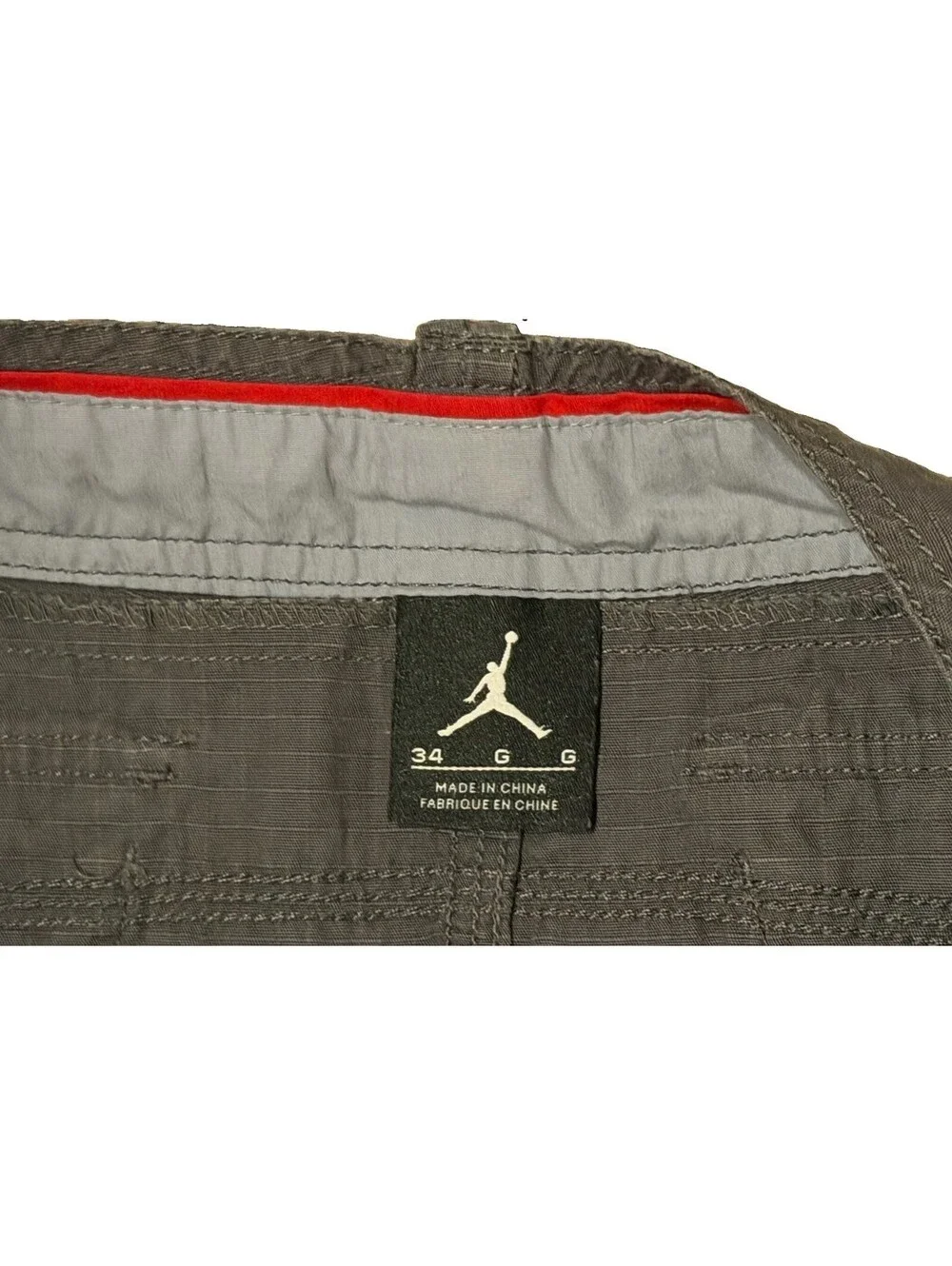 Jordan Men's Gray Solid Cargo Shorts Flat Front Button Closure